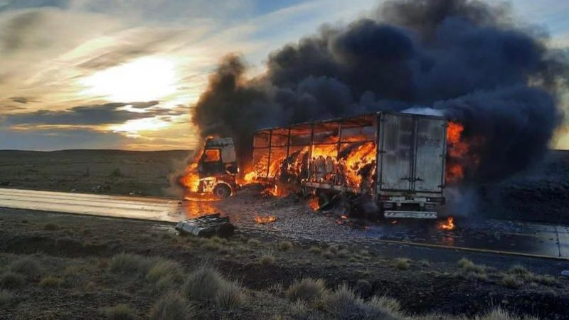 Camión de patente argentina fue consumido por el fuego. Se investigan las causas del siniestro.