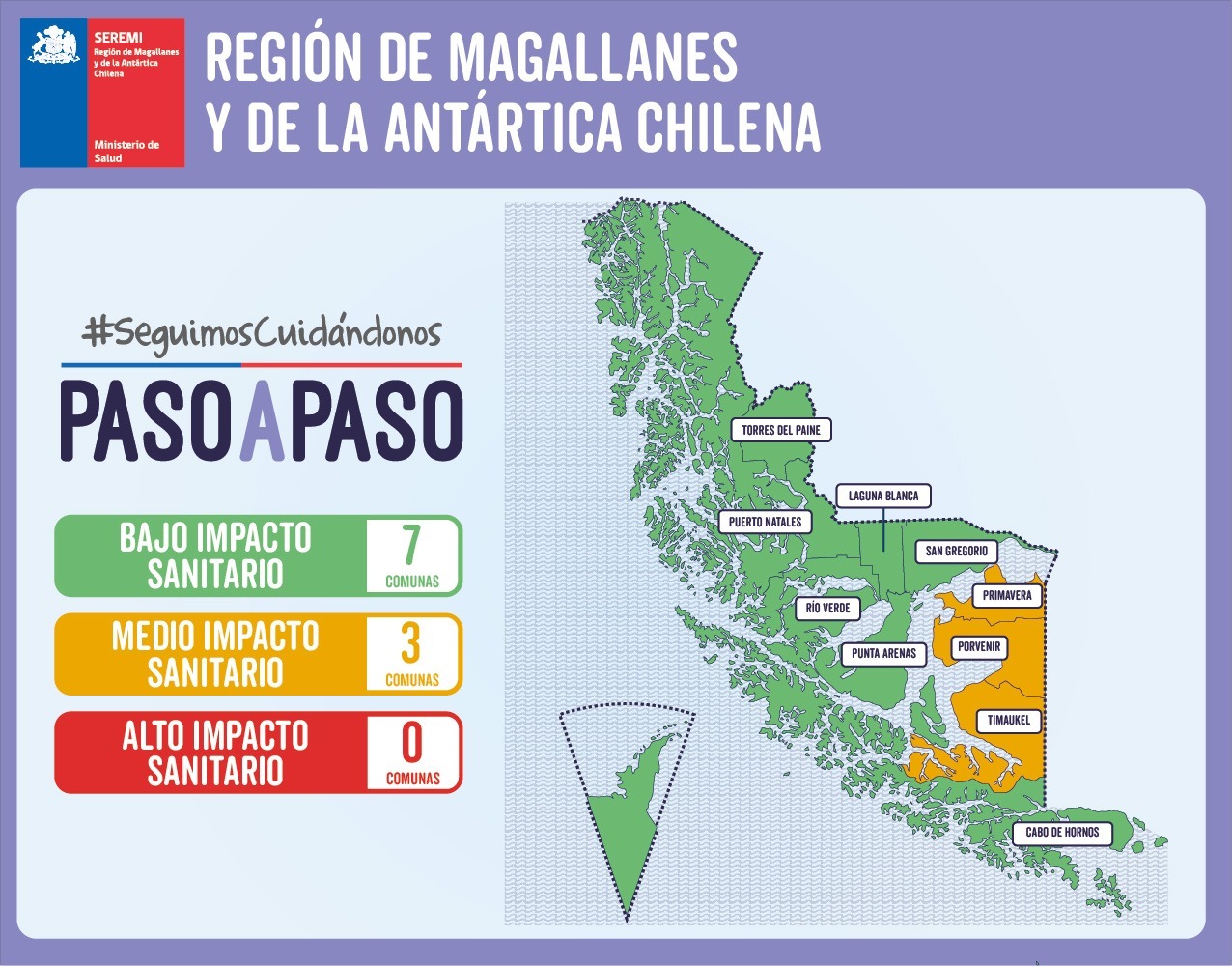 Comunas de Porvenir, Primavera y Timaukel en Tierra del Fuego entran a Fase Medio Impacto Sanitario desde el jueves 5 de mayo