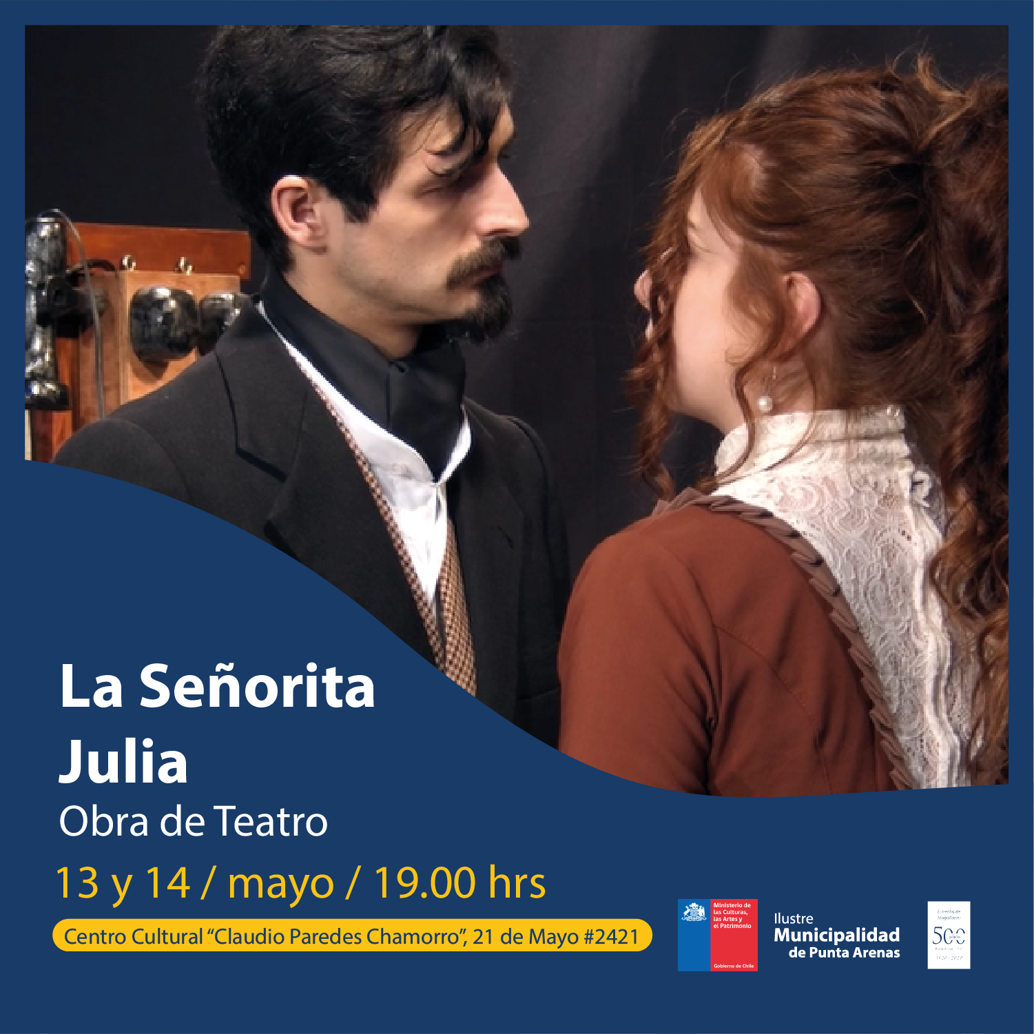 Este miércoles comienza entrega de invitaciones para obra “La Señorita Julia” de la Cartelera Cultural Municipal