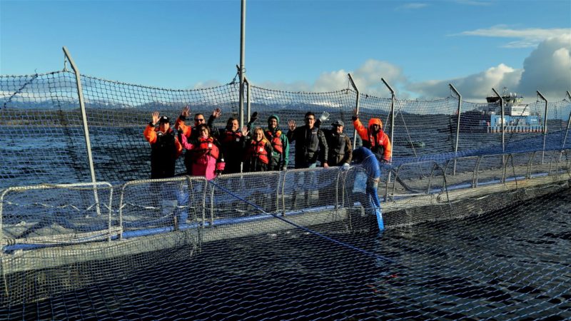Concejales de Río Verde visitan centro de cultivo de Blumar Magallanes para conocer más sobre la salmonicultura