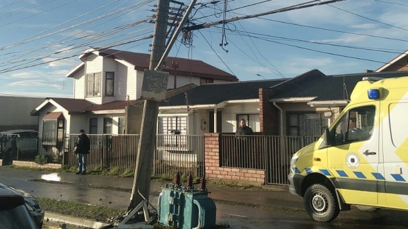 182 clientes de Edelmag sin luz producto de choque en poste de media tensión en sector poniente de Punta Arenas