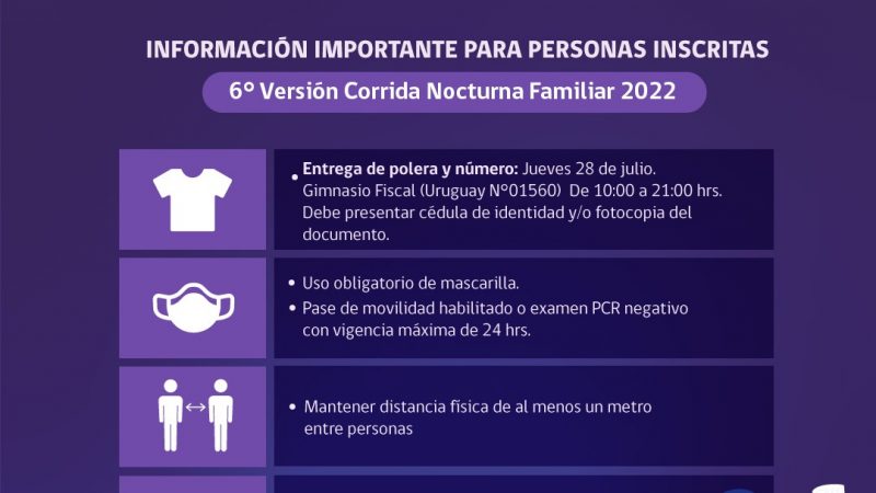 Mindep/IND Magallanes invitan a participar de la 6° Versión Corrida Nocturna Familiar 2022 | Se corre el sábado 30 de julio en Punta Arenas