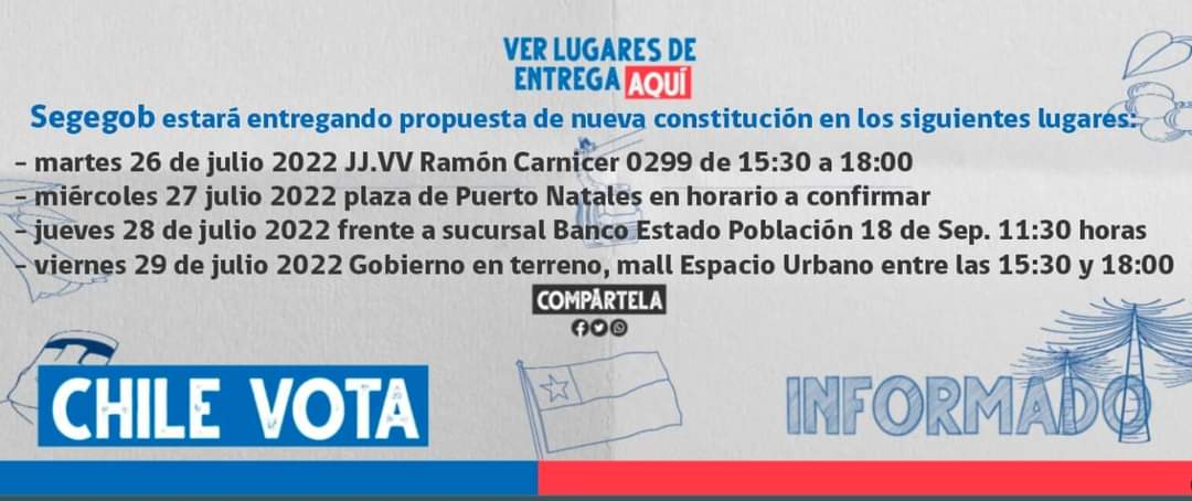 SEREMI de Gobierno entrega en Punta Arenas y Puerto Natales copias de la propuesta de nueva Constitución