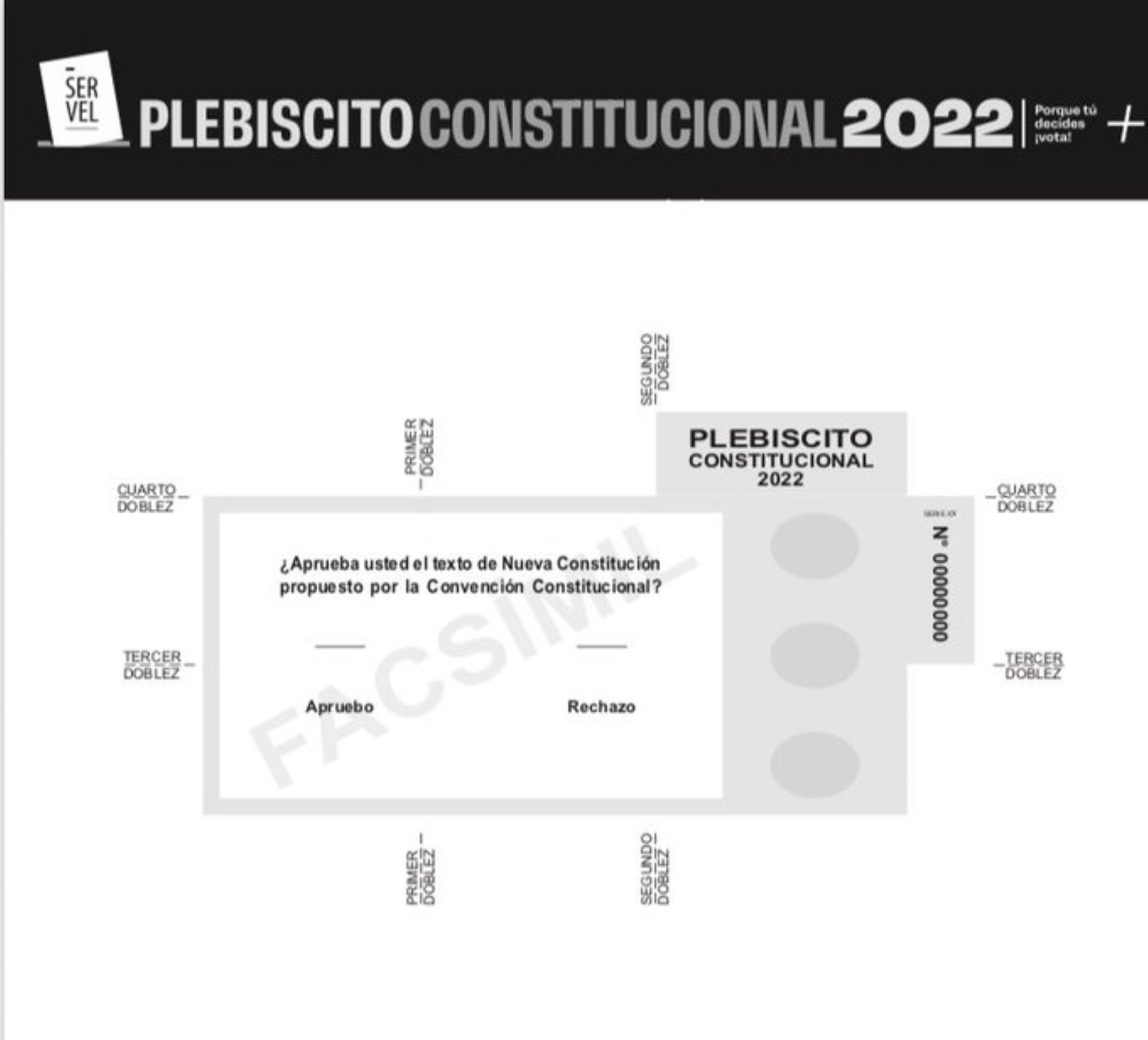 SERVEL difunde facsímil del voto para el plebiscito constitucional del domingo 4 de septiembre