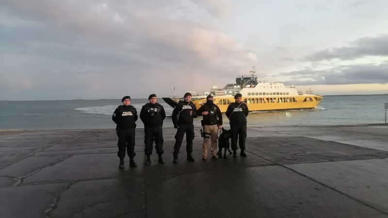 Autoridad Marítima desplegó fiscalización con dos ejemplares caninos en Primera Angostura del estrecho de Magallanes