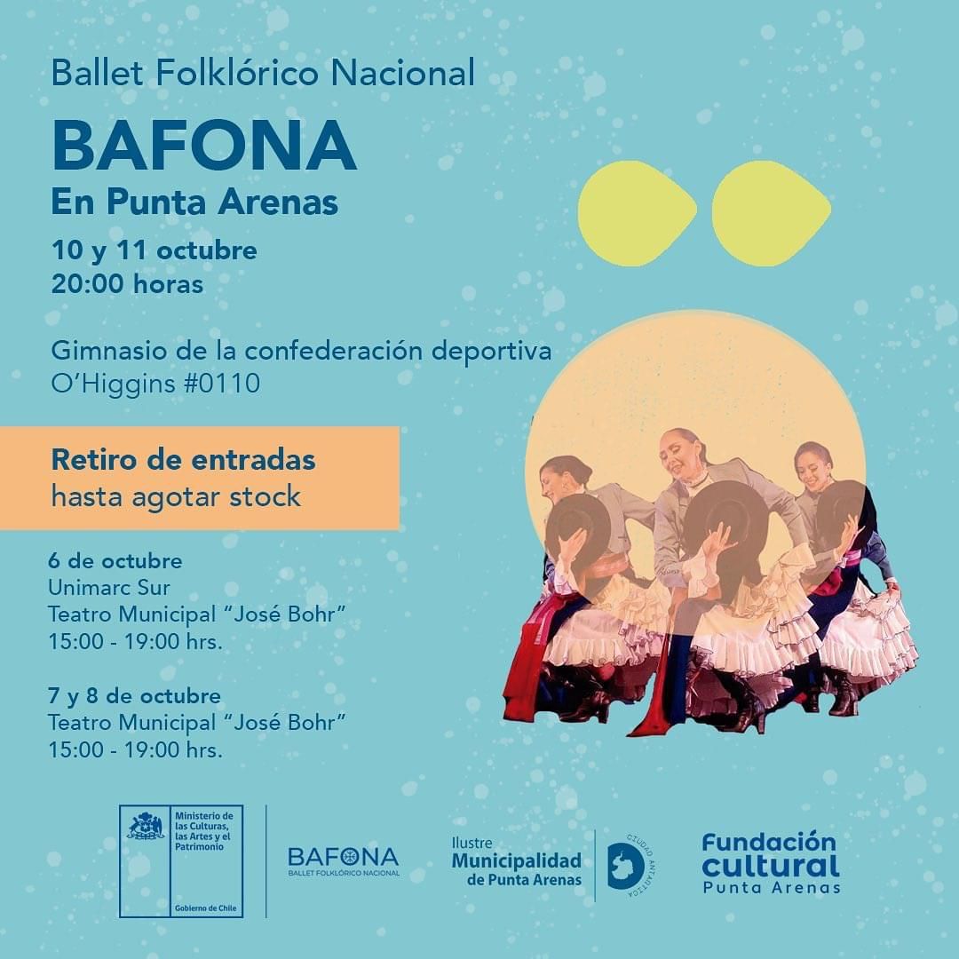 El Ballet Folklórico Nacional BAFONA se presentará en Punta Arenas del 6 al 11 de octubre