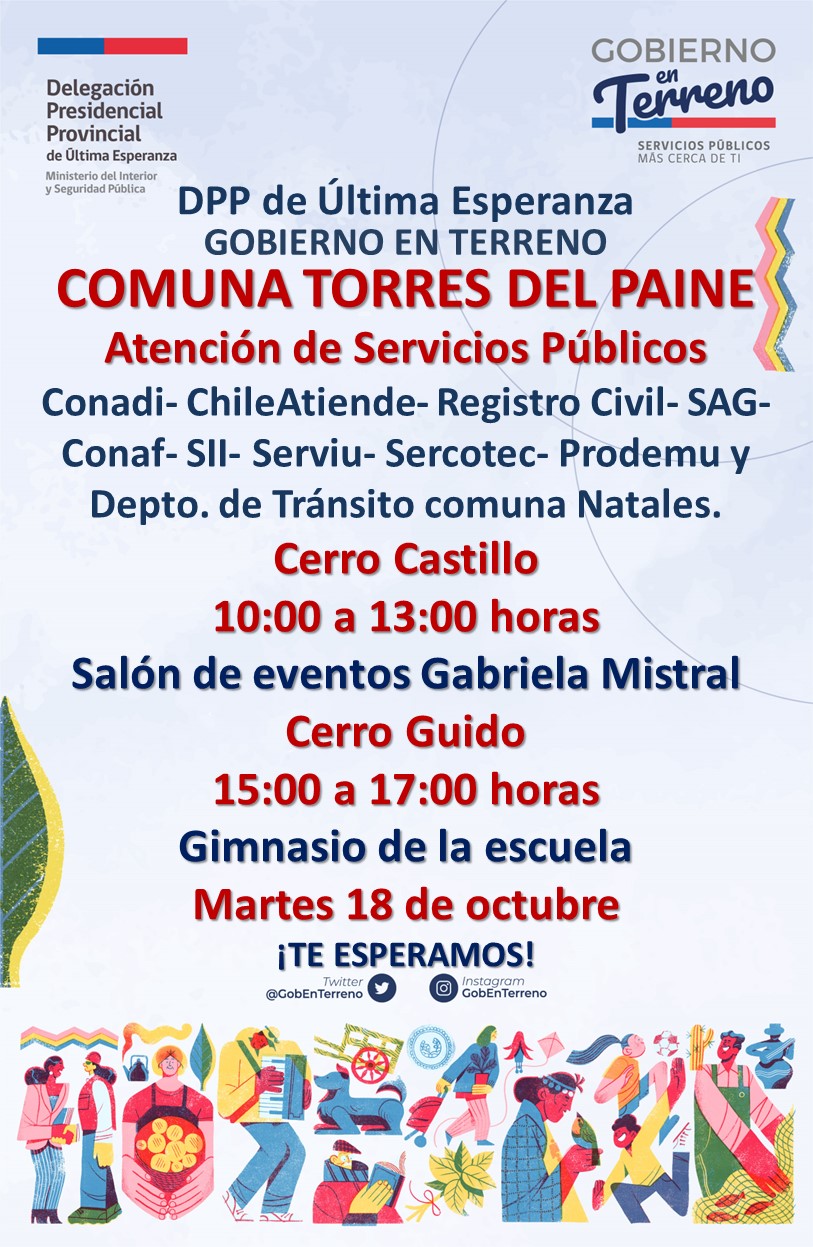 Delegación Provincial de Ultima Esperanza realizará hoy jornada de Gobierno en Terreno en Torres del Paine