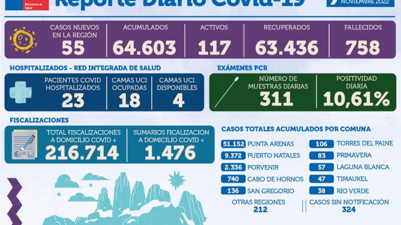 55 casos nuevos de covid19 se registran este jueves en Magallanes
