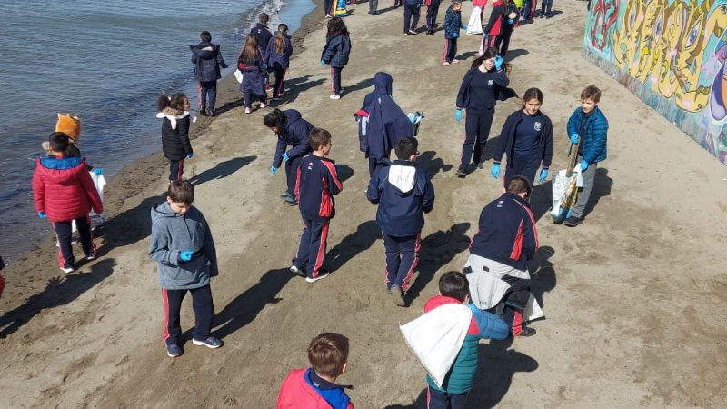 Más de 100 estudiantes de enseñanza básica limpiaron el borde costero de Punta Arenas