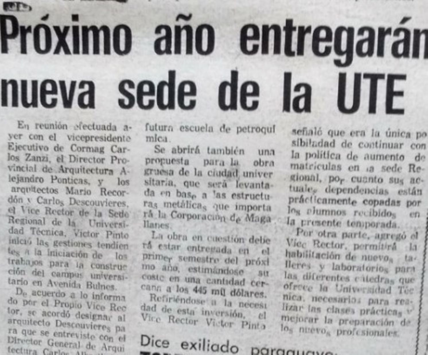 El proyecto de Ciudad Universitaria de la Universidad Técnica del Estado para Punta Arenas | Historia de Magallanes