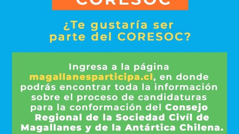 Se inscriben candidaturas para el Consejo Regional de la Sociedad Civil en Magallanes