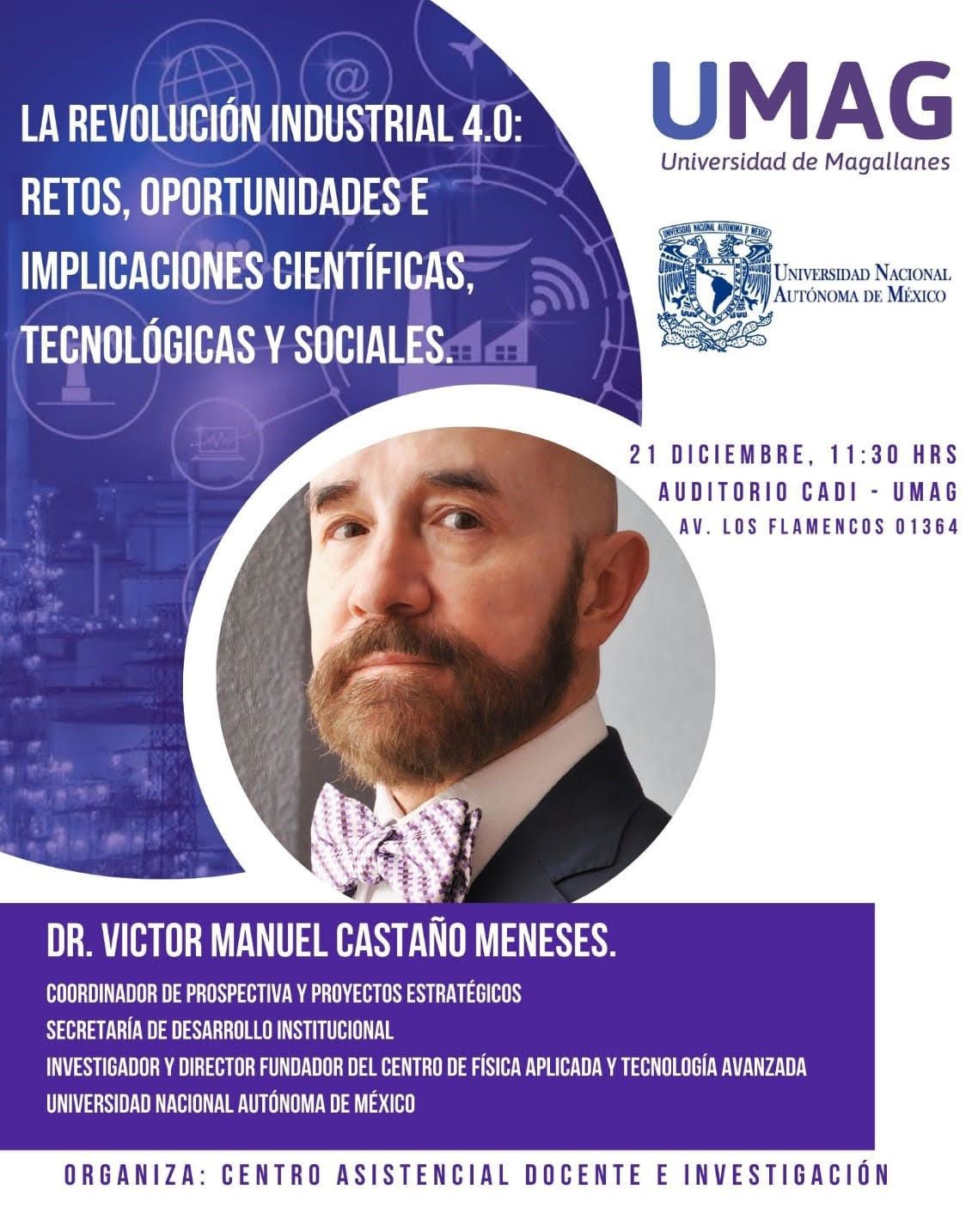 “La Revolución Industrial 4.0”: magistral seminario dictará destacado investigador mexicano este miércoles en CADI UMAG