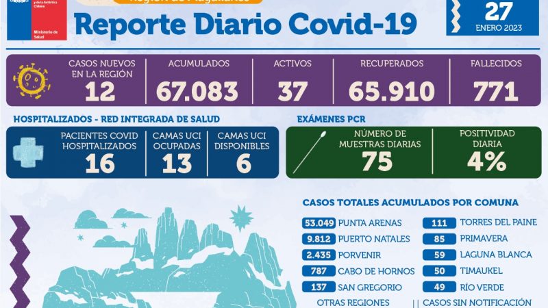 12 casos nuevos de covid19 se registran hoy en Magallanes