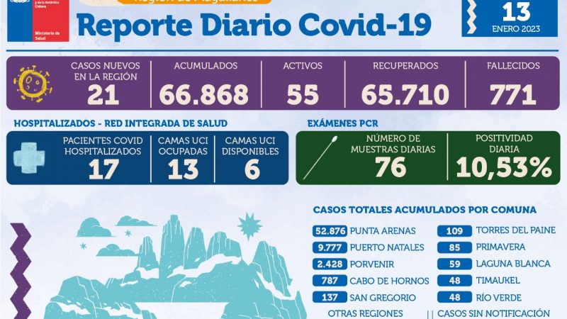21 casos nuevos de covid19 se registran hoy en Magallanes