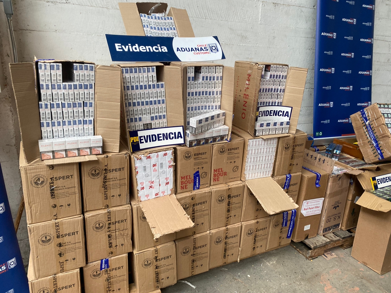Millonaria incautación de cigarros argentinos realizaron PDI y Aduana en Punta Arenas