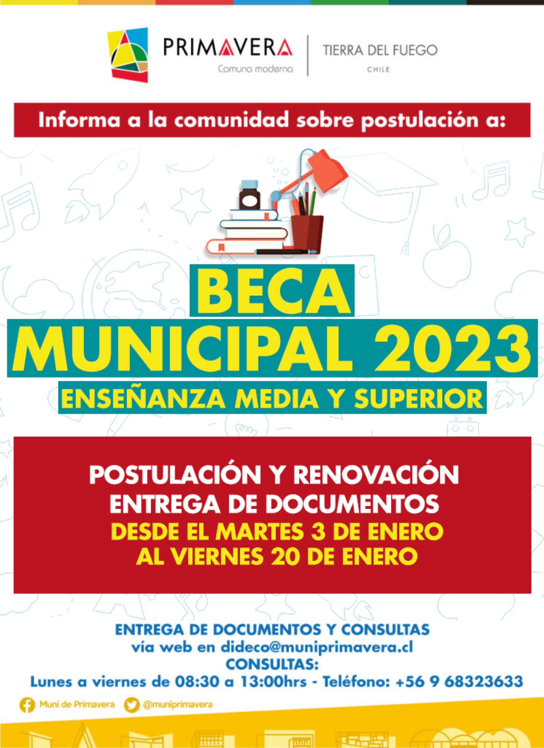 Municipalidad de Primavera abre postulaciones de estudiantes a Beca Municipal 2023