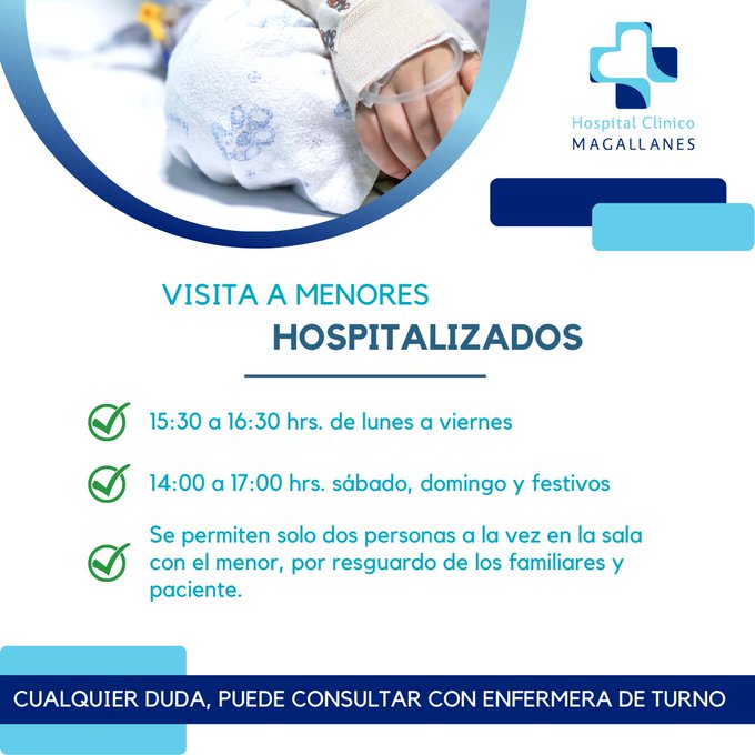 Hospital Clínico define requisitos y horarios para visitas a menores de edad hospitalizados