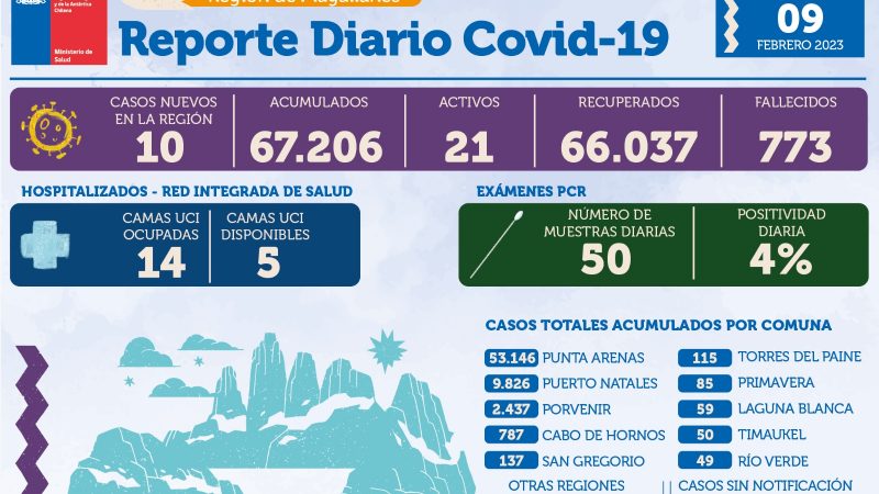 Informa SEREMI de Salud | 10 casos nuevos de covid19 en Magallanes se registran este jueves 9 de febrero