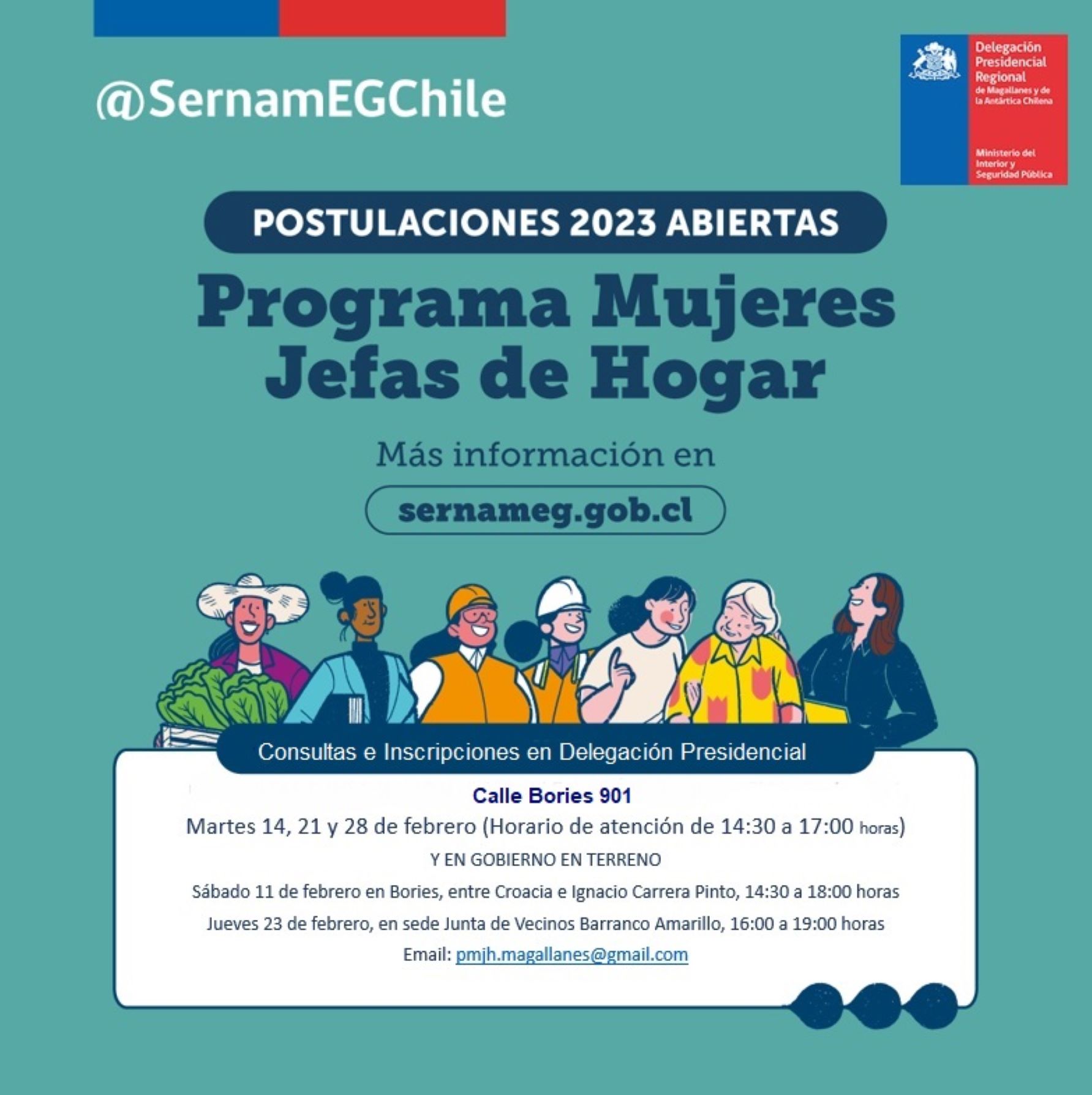 Postulaciones abiertas en Magallanes al emblemático programa Mujeres Jefas de Hogar