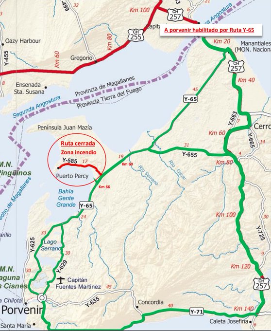 Ministerio de Obras Públicas abrió nuevamente Ruta Y65 en Tierra del Fuego