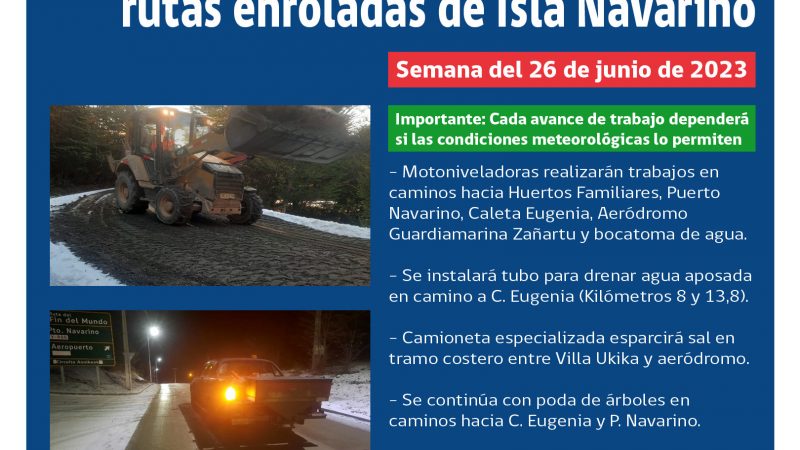 Se realizan trabajos de mantención en rutas de la isla Navarino