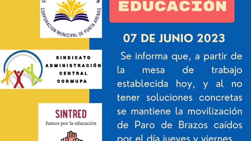 Multigremial de la Educación de Punta Arenas mantiene movilización por no pago de sus remuneraciones