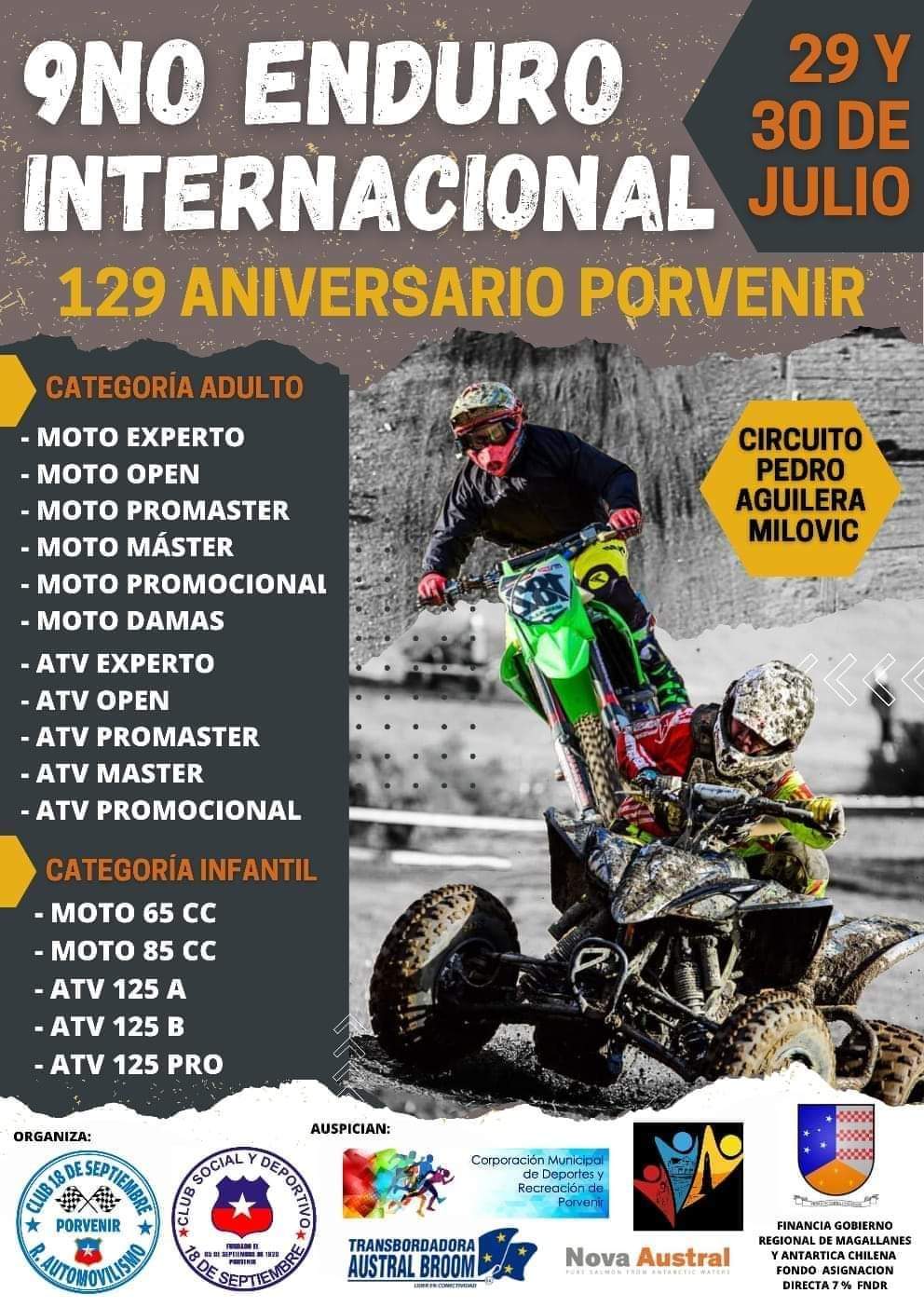 Cronograma del 9° Enduro Internacional de Tierra del Fuego a disputarse este fin de semana en Porvenir
