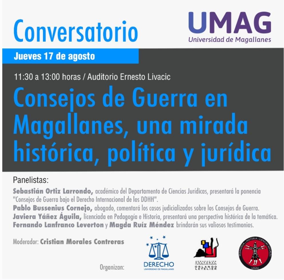 Conversatorio «Consejos de Guerra en Magallanes, una mirada histórica, jurídica y política» se realiza este jueves en la UMAG