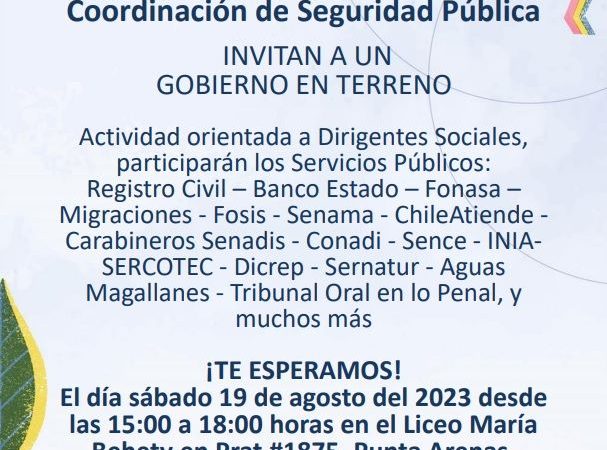 Gobierno en Terreno invita a vecinas y vecinos de Punta Arenas a una atractiva actividad para organizaciones sociales | Este sábado a las 15.00 horas en el Liceo María Behety