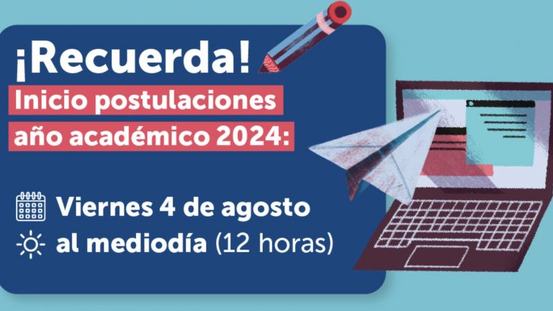 Este viernes 4 de agosto se inició proceso de postulación para 2024 en el Sistema de Admisión Escolar