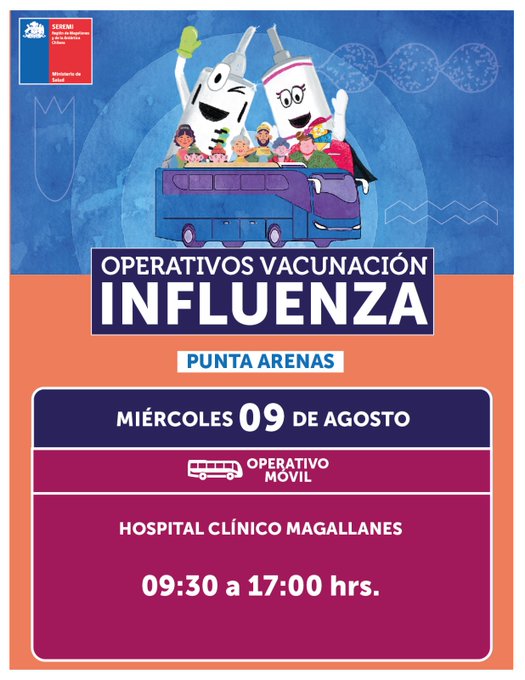 Hoy continúa campaña de vacunación contra la influenza en Punta Arenas
