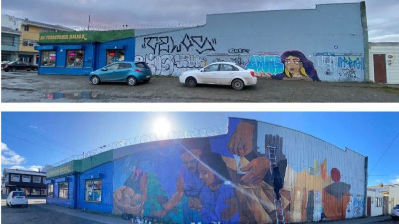 Barrio Prat renueva su imagen con uno de los murales más grandes de Punta Arenas
