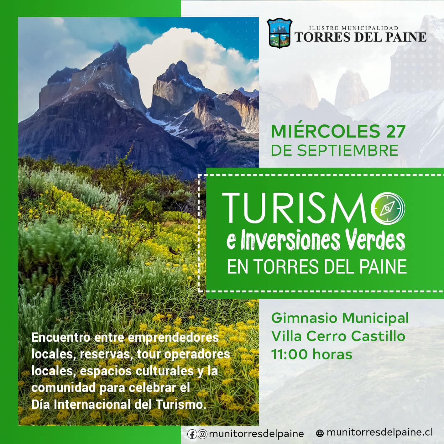 Municipio y servicios públicos organizan encuentro «Turismo e inversiones verdes» en la comuna de Torres del Paine
