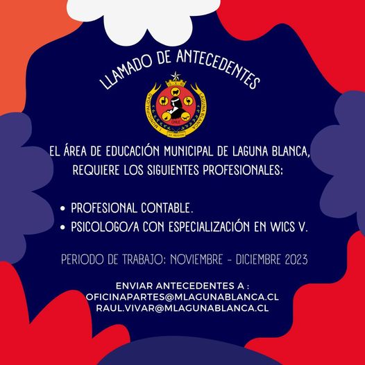Llamado de antecedentes en la Municipalidad de Laguna Blanca | Un profesional Contable y un Psicólogo
