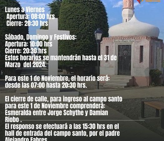 Municipio de Porvenir informa horarios de atención al público para el 1 de noviembre