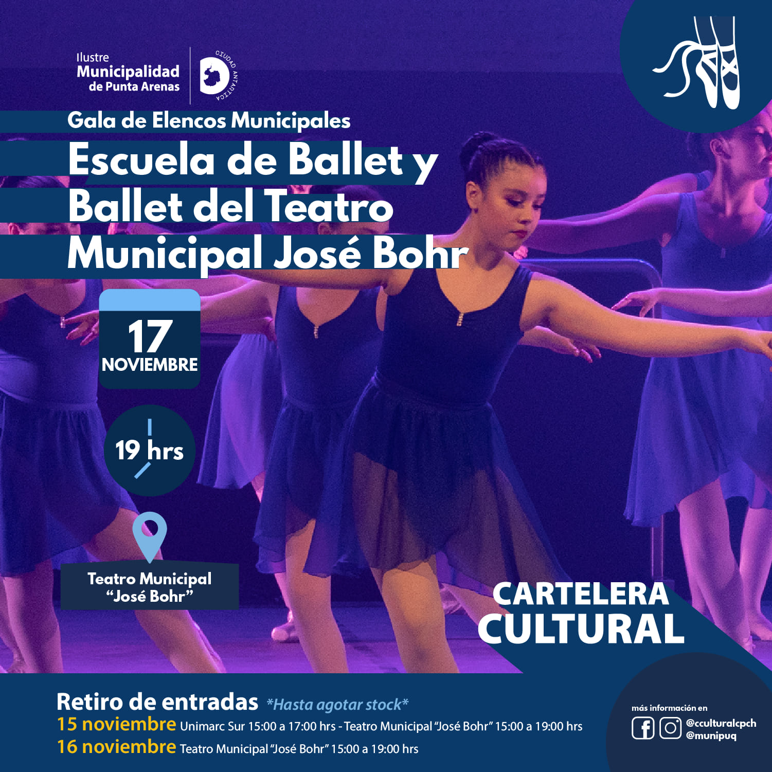 Ultimo día para retirar entradas para las tres Galas de Arte del Teatro Municipal de Punta Arenas | Escuela de Ballet, Coro, Orquesta y Elenco de Teatro