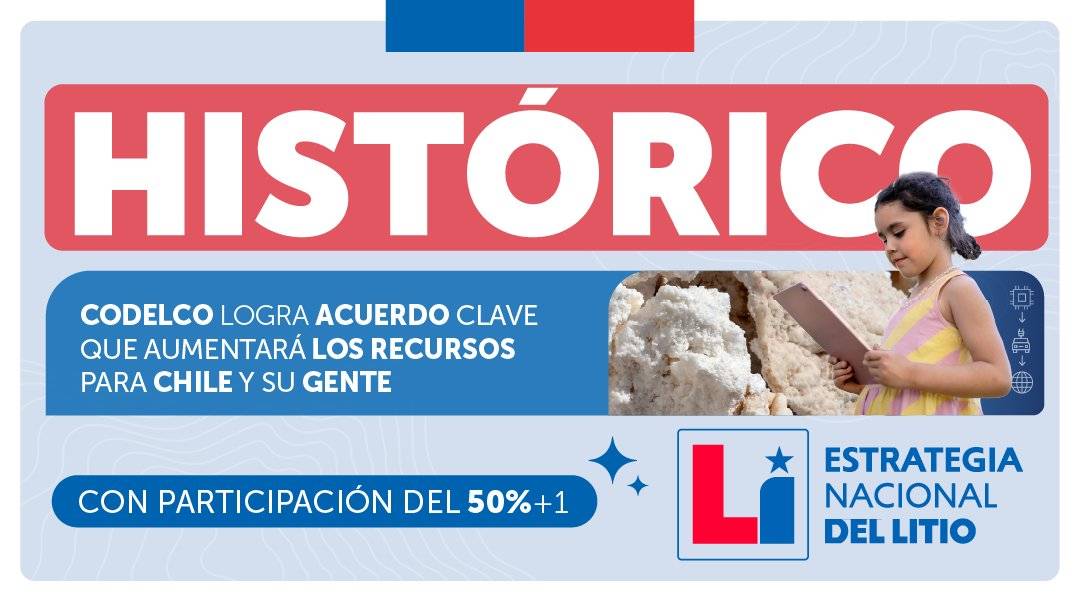 Estado tendrá participación del 50%+1 para producción del litio en Chile | Gracias a alianza público-privada, Codelco liderará la industria las próximas décadas