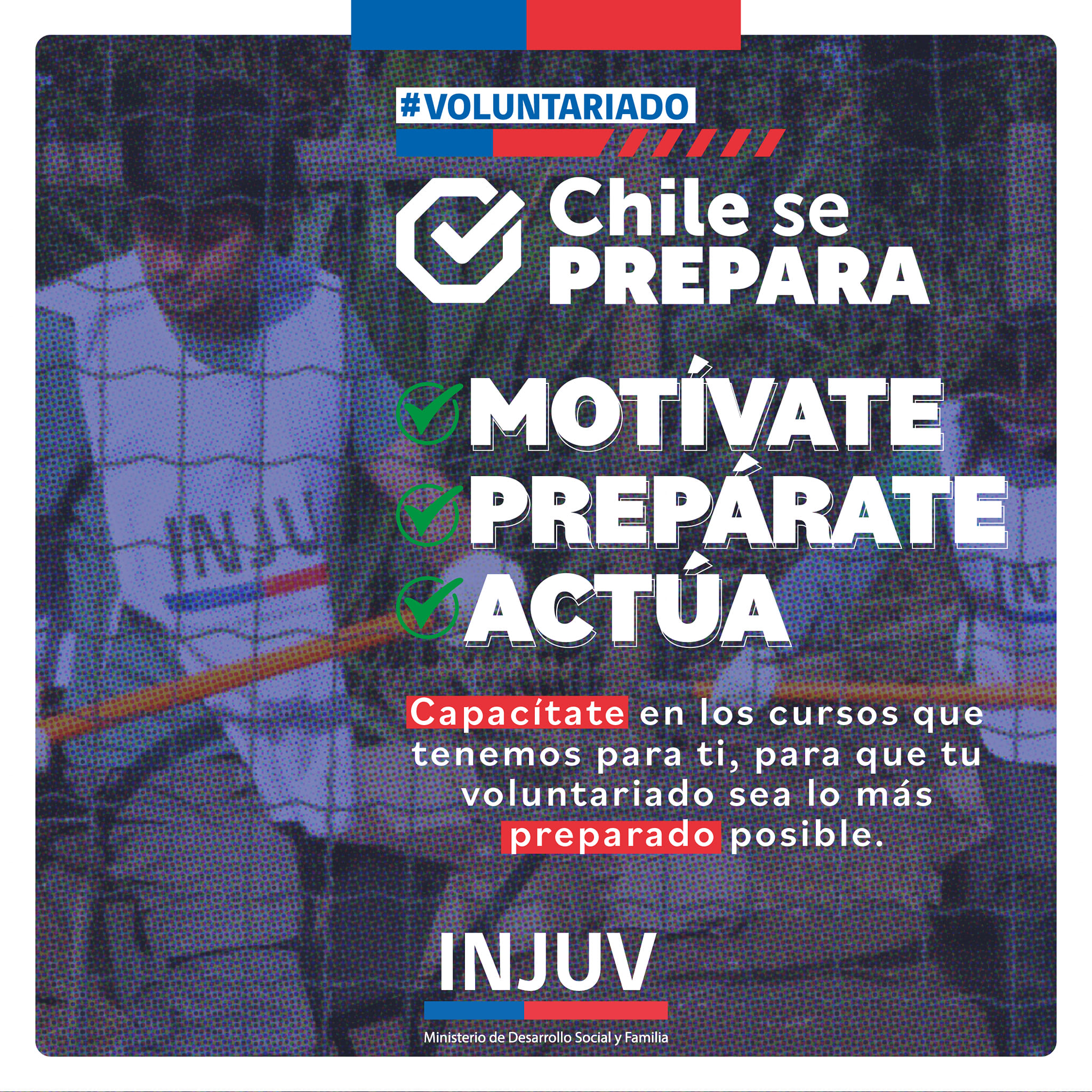 INJUV y SENAPRED invitan a participar en talleres del Voluntariado Chile Se Prepara