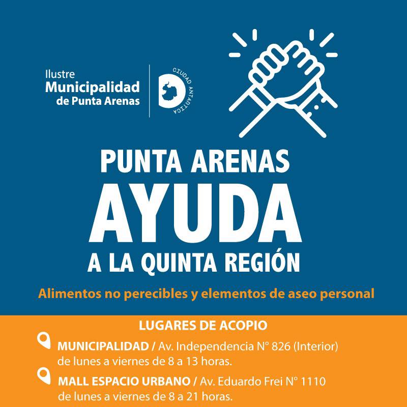 Municipio de Punta Arenas despliega campaña de ayuda ante siniestros en Valparaíso