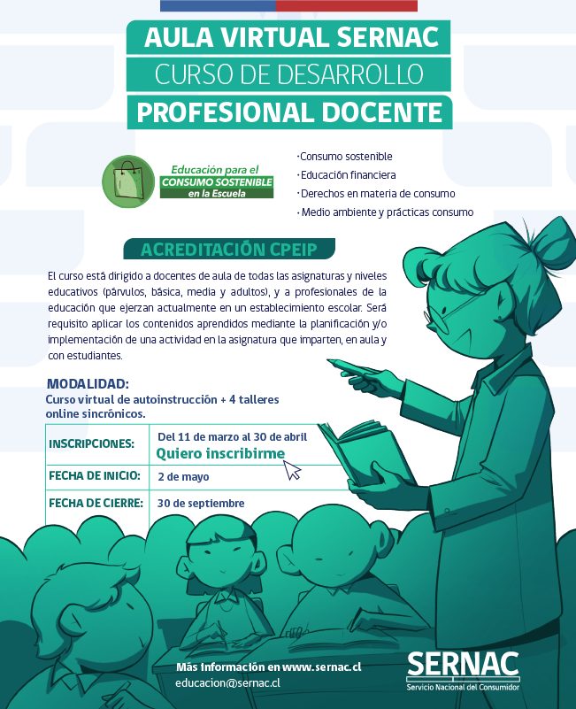 Curso de desarrollo profesional ofrece SERNAC: «Educación para el consumo sostenible en la Escuela»