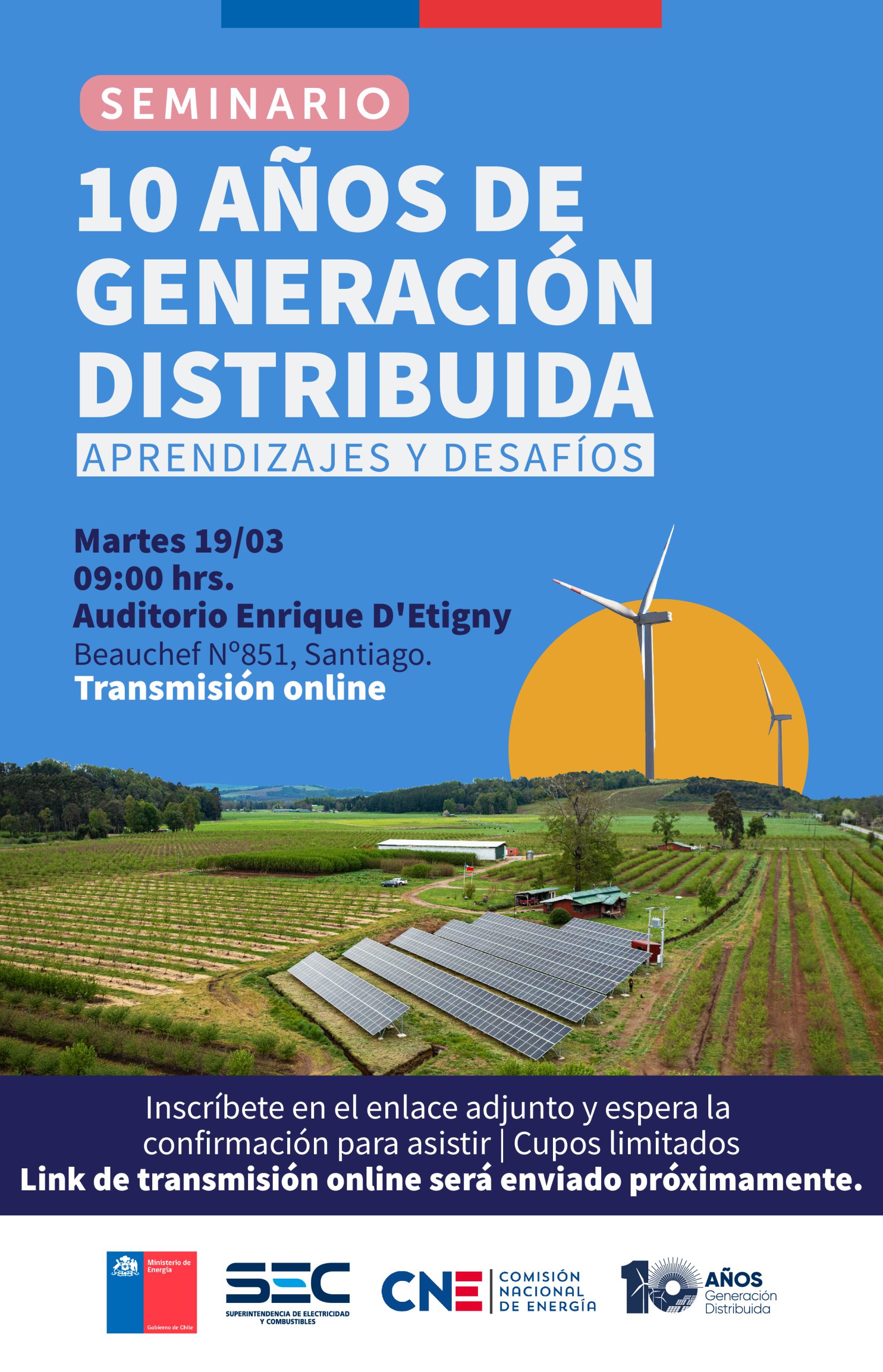Ministerio de Energía realizará seminario para abordar los impactos a 10 años desde la creación de la Ley de Generación Distribuida