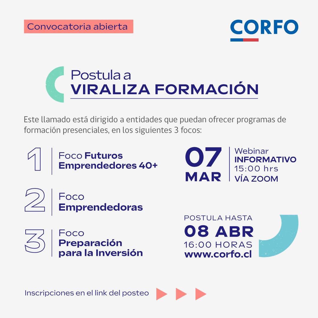 CORFO abre nuevas postulaciones al programa Viraliza