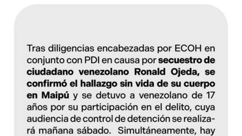 PDI encuentra cadáver de inmigrante y ex militar venezolano secuestrado en Santiago