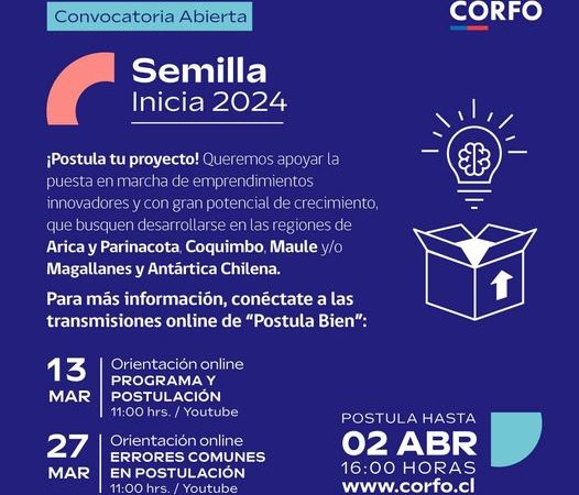 CORFO convoca a concurso de proyectos Semilla Inicia 2024