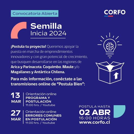 CORFO convoca a concurso de proyectos Semilla Inicia 2024