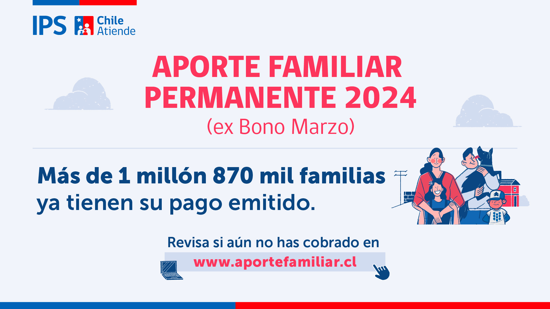 Más de 1 millón 870 mil familias han sido beneficiadas con el Aporte Familiar Permanente