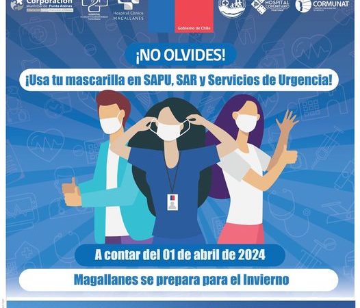 Autoridad de Salud de Magallanes informa a usuarios y pacientes uso obligatorio de mascarilla en servicios de urgencia