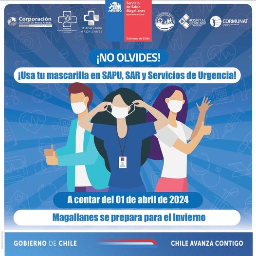 Autoridad de Salud de Magallanes informa a usuarios y pacientes uso obligatorio de mascarilla en servicios de urgencia