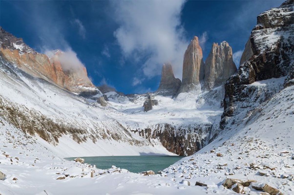 MOP continúa los trabajos de despeje de nieve en rutas interiores del Parque Nacional Torres del Paine