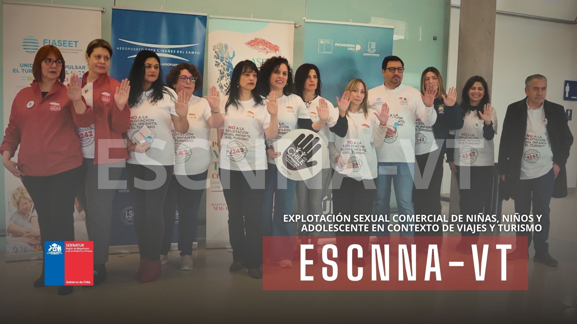 Con intervención en el Aeropuerto Internacional de Punta Arenas, realizan fuerte llamado a prevenir la explotación sexual de niños, niñas y adolescentes 